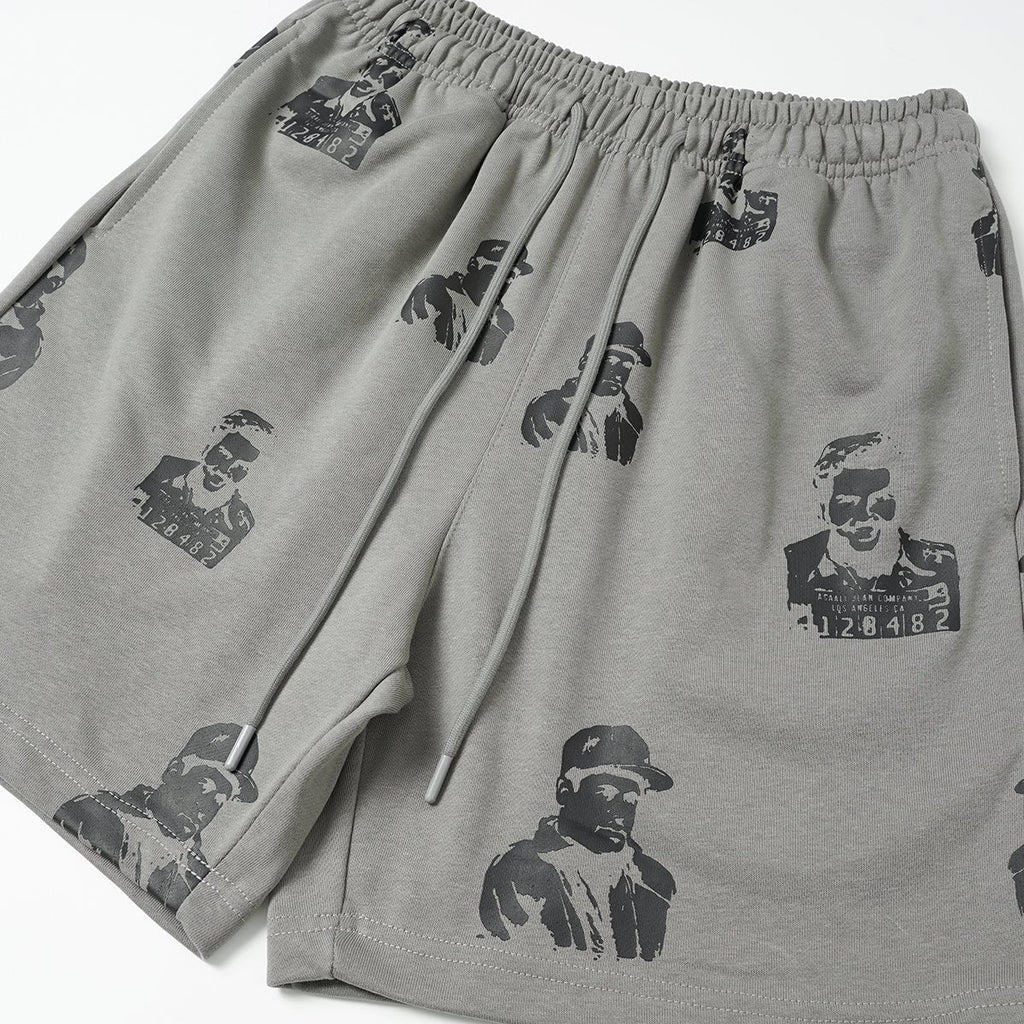 ASAALL All-Over Portrait Graphic Drawstring Shorts ¡ª detail