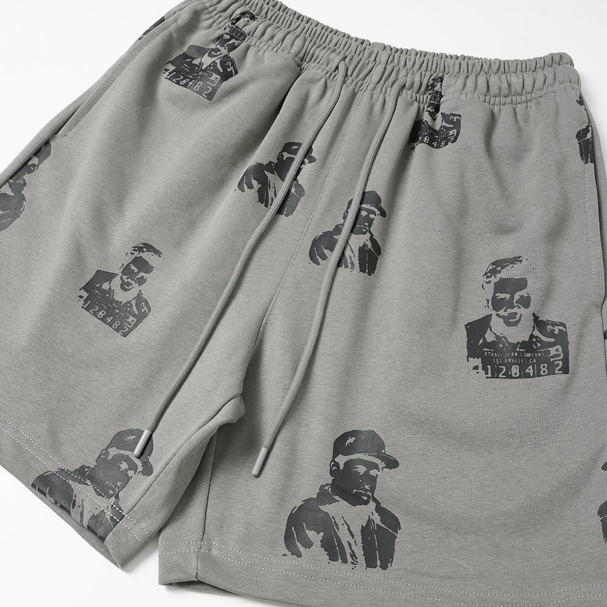 ASAALL All-Over Portrait Graphic Drawstring Shorts ¡ª detail