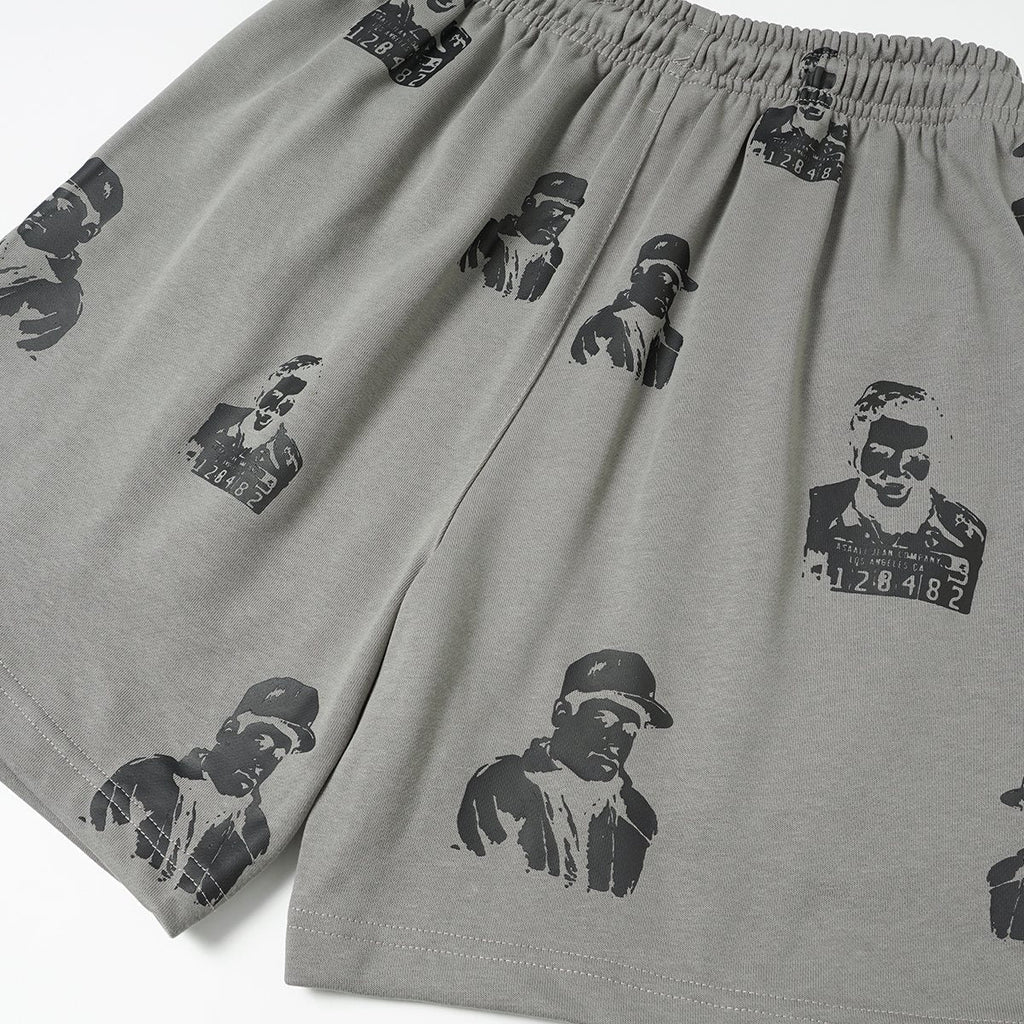 ASAALL All-Over Portrait Graphic Drawstring Shorts ¡ª detail