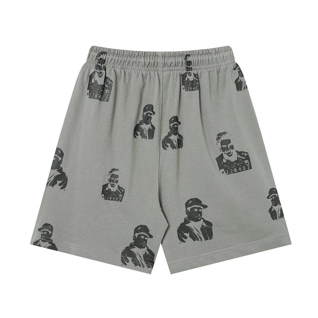 ASAALL All-Over Portrait Graphic Drawstring Shorts ¡ª back