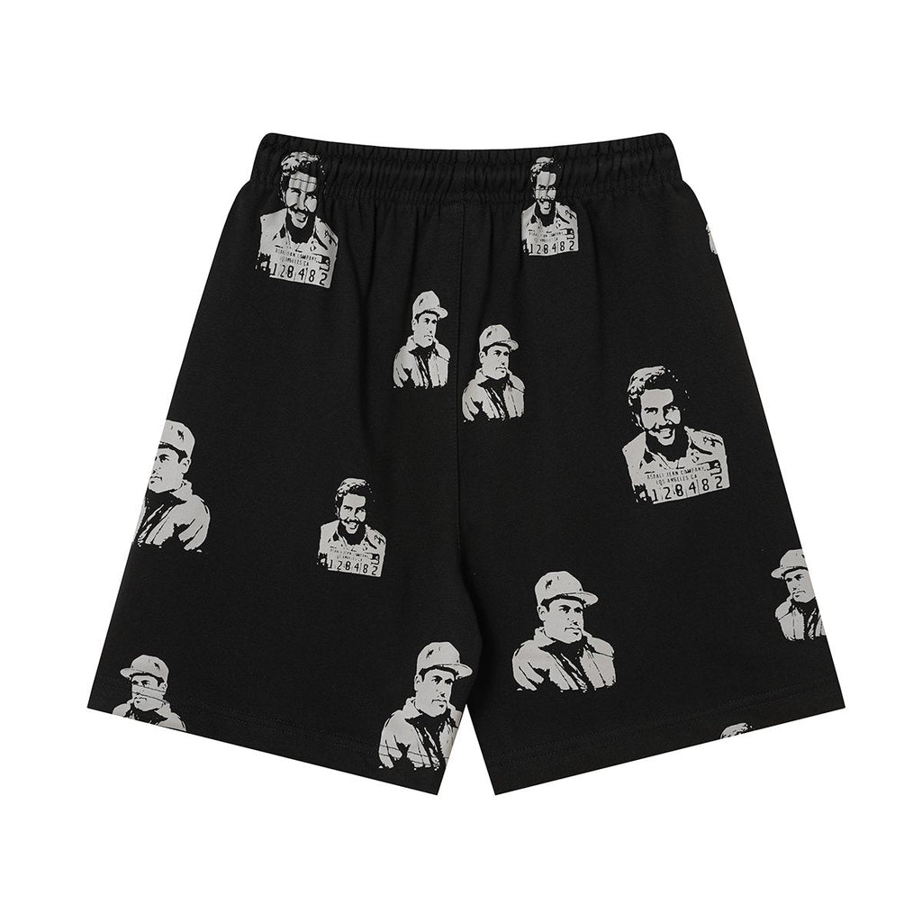 ASAALL All-Over Portrait Graphic Drawstring Shorts ¡ª back