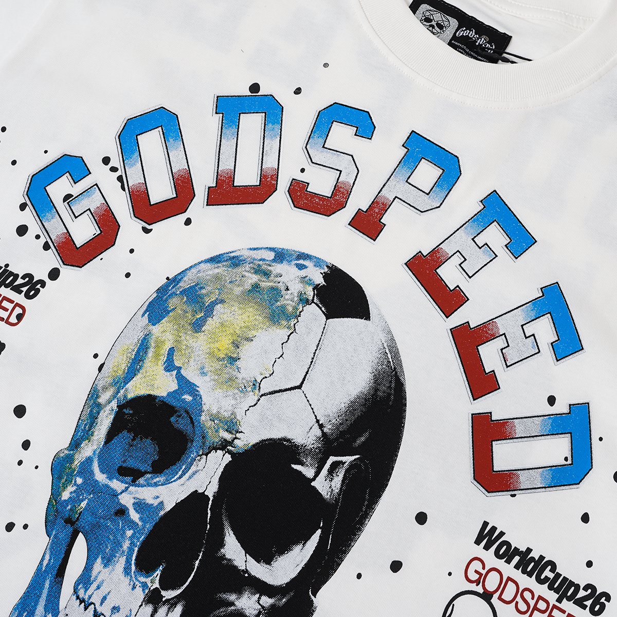 Godspeed World Cup 2026 Skull Globe T-Shirt ¡ª detail