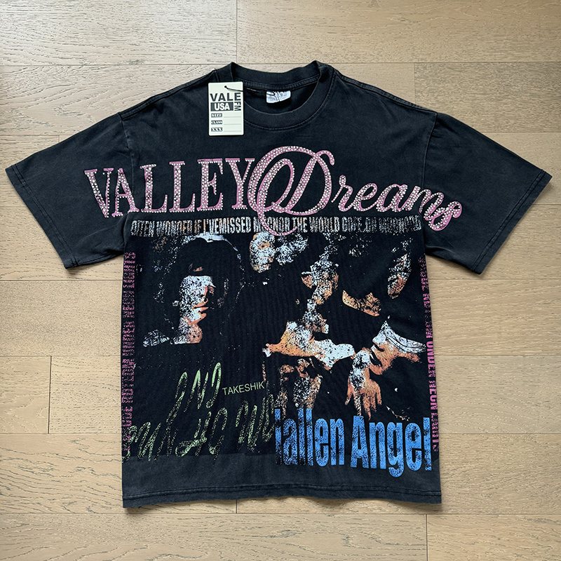 VALE USA Fallen Angel Rhinestone Graphic T-Shirt ¡ª front