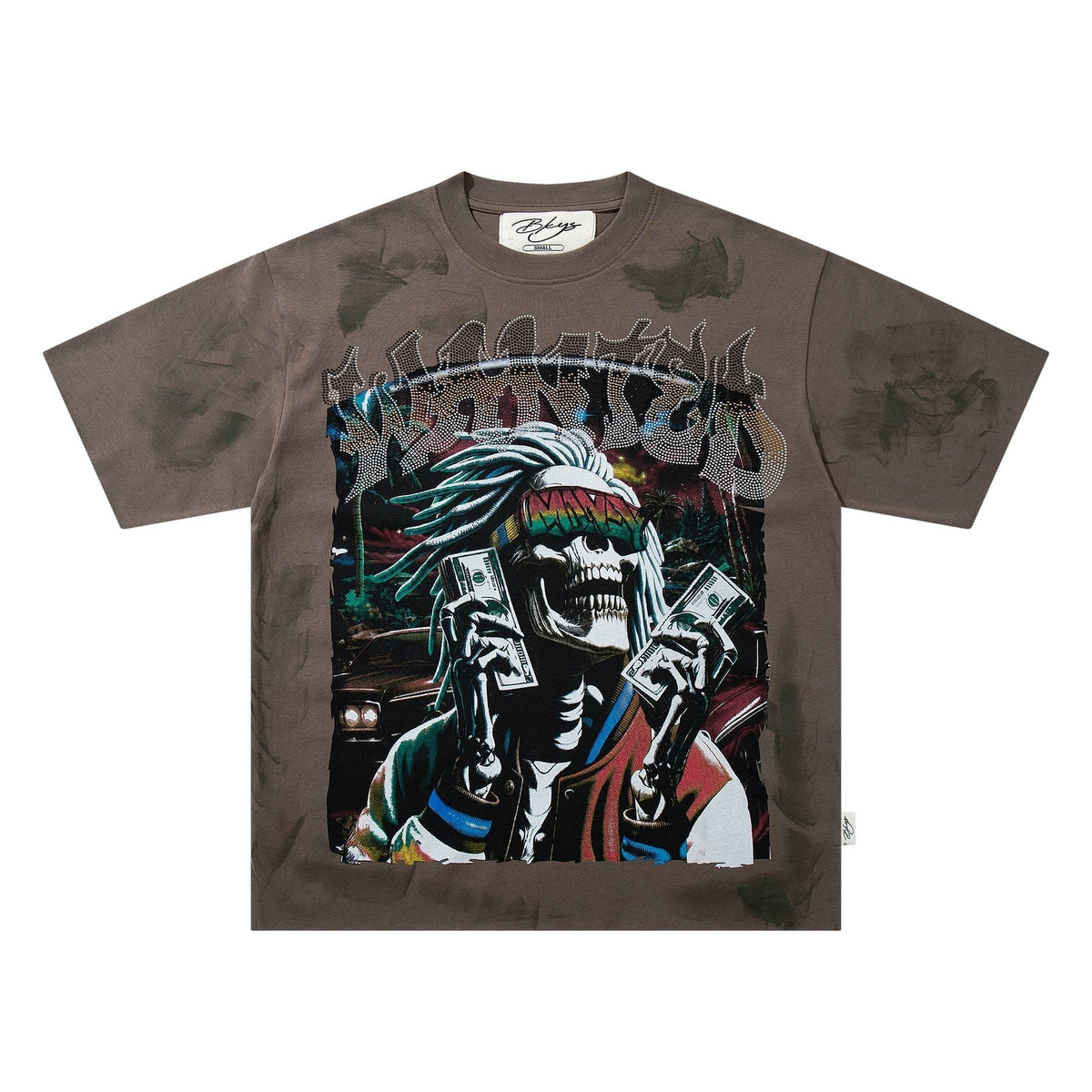 BKYS Revival Rich Death Rhinestone Graphic T-Shirt ¡ª front