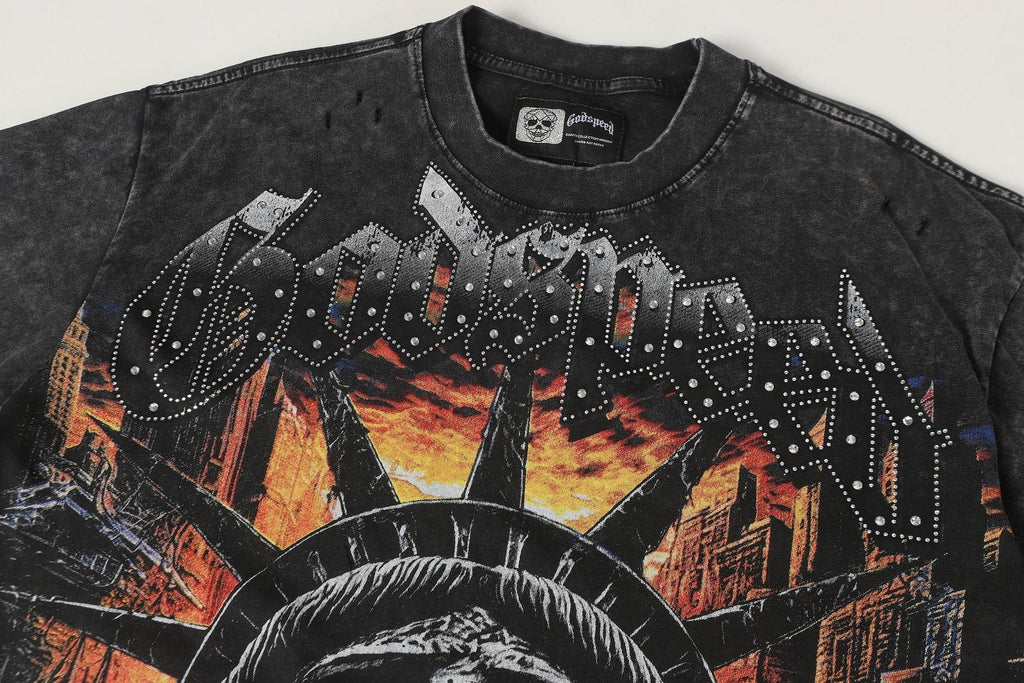 Godspeed Statue of Liberty Graphic T-Shirt ¡ª detail