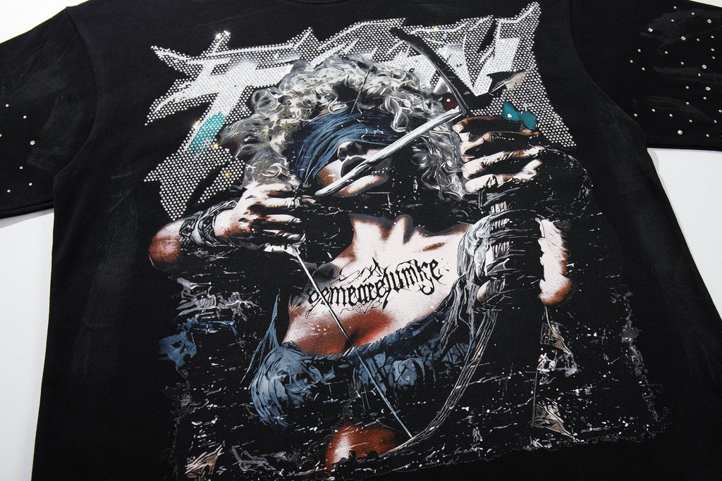 BKYS Revival Rhinestone Portrait Graphic T-Shirt ¡ª detail