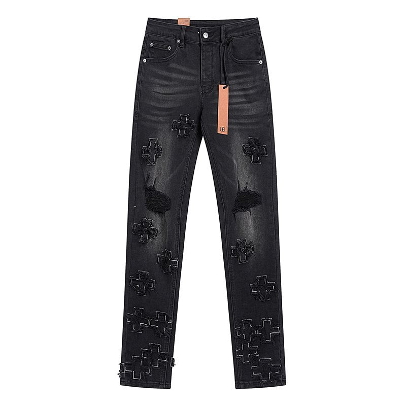 Ksubi Cross Patch Slim Tapered Jeans ¡ª front