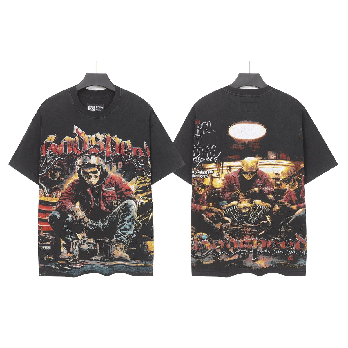 Godspeed Biker Workshop Graphic T-Shirt ¡ª hero
