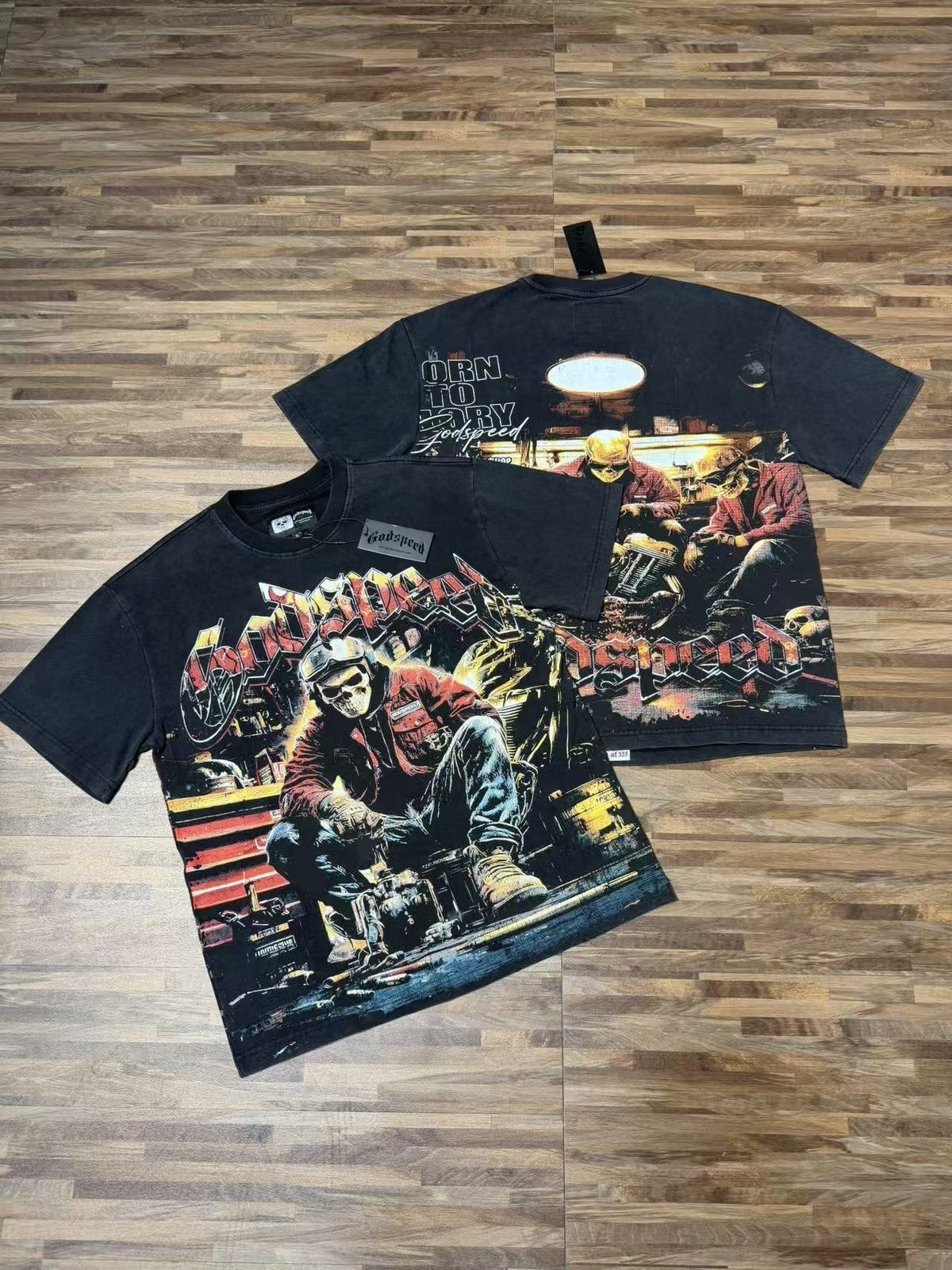 Godspeed Biker Workshop Graphic T-Shirt ¡ª context
