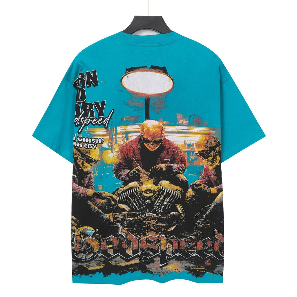 Godspeed Biker Workshop Graphic T-Shirt ¡ª back