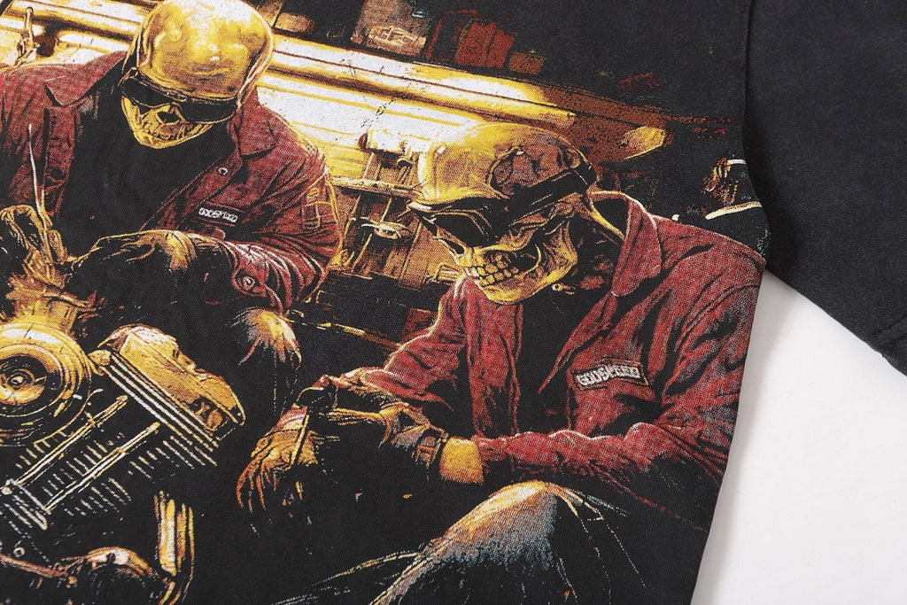 Godspeed Biker Workshop Graphic T-Shirt ¡ª detail