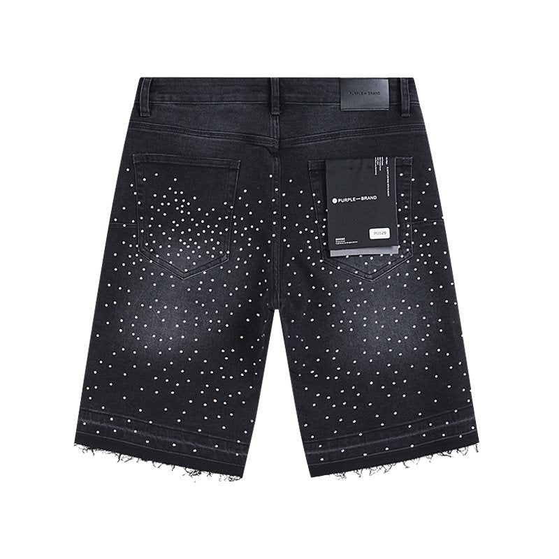 Purple Brand Rhinestone Cross Denim Shorts ¡ª back