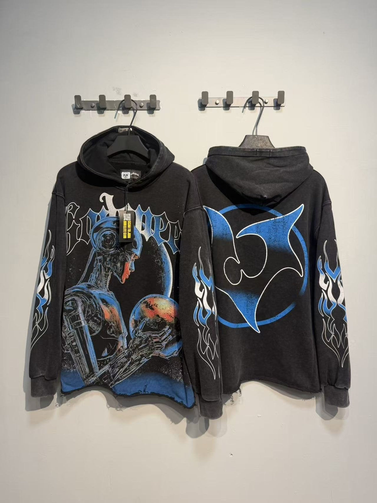 Godspeed Robot Skull Flame Graphic Hoodie ¡ª context