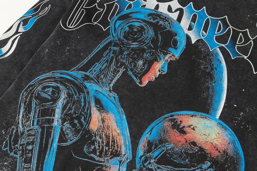 Godspeed Robot Skull Flame Graphic Hoodie ¡ª detail