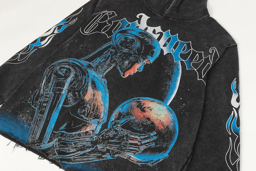 Godspeed Robot Skull Flame Graphic Hoodie ¡ª detail