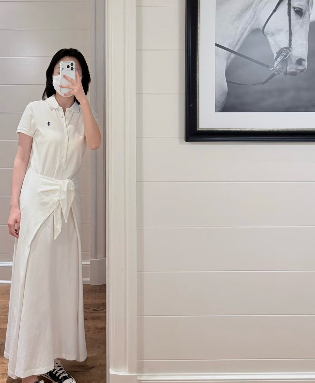 Test2-Ralph Lauren White Tie-Waist Polo Dress ¡ª model