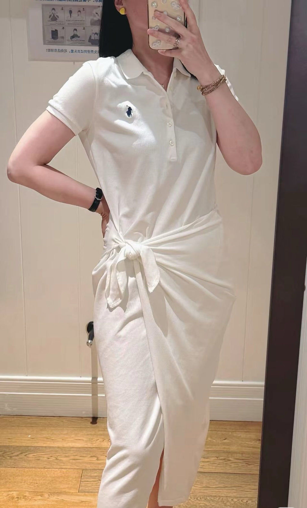 Test2-Ralph Lauren White Tie-Waist Polo Dress ¡ª detail