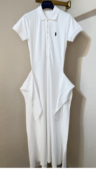Test2-Ralph Lauren White Tie-Waist Polo Dress ¡ª front