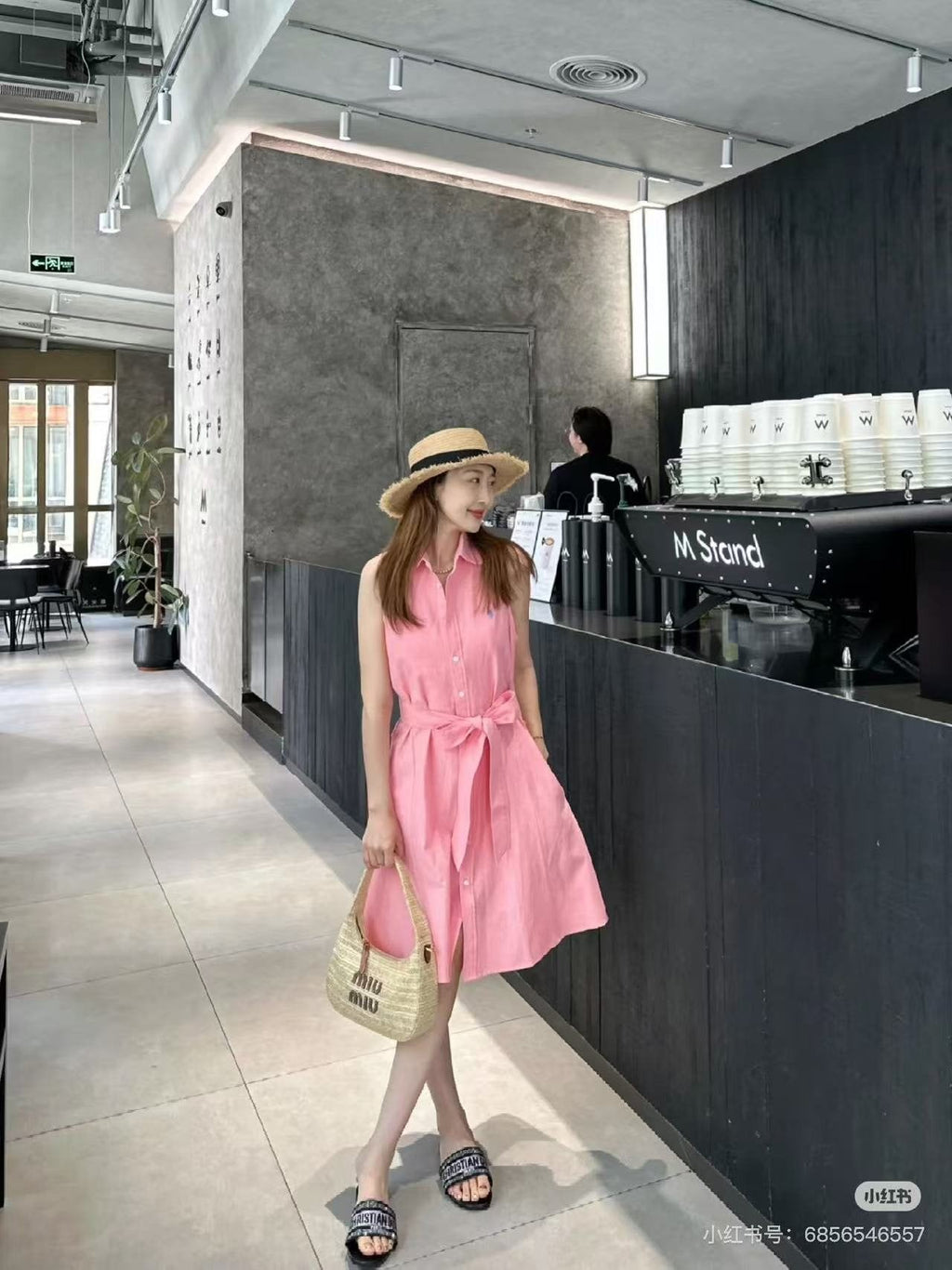 Test2-Ralph Lauren Sleeveless Belted Oxford Shirt Dress ¡ª model
