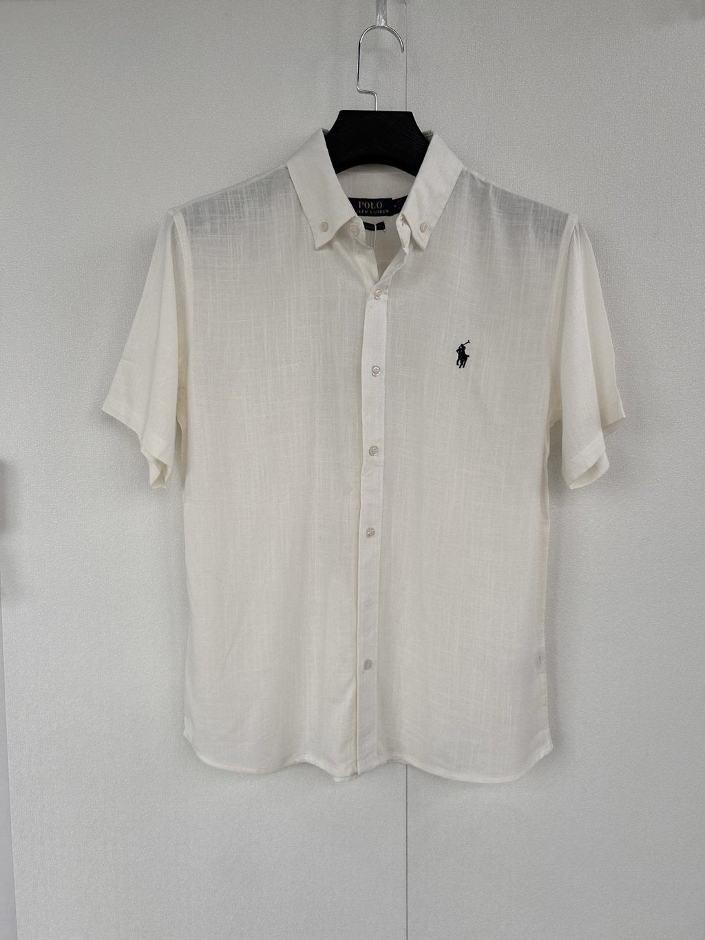 Test2-Ralph Lauren Ivory Linen Short-Sleeve Button-Front Shirt ¡ª front