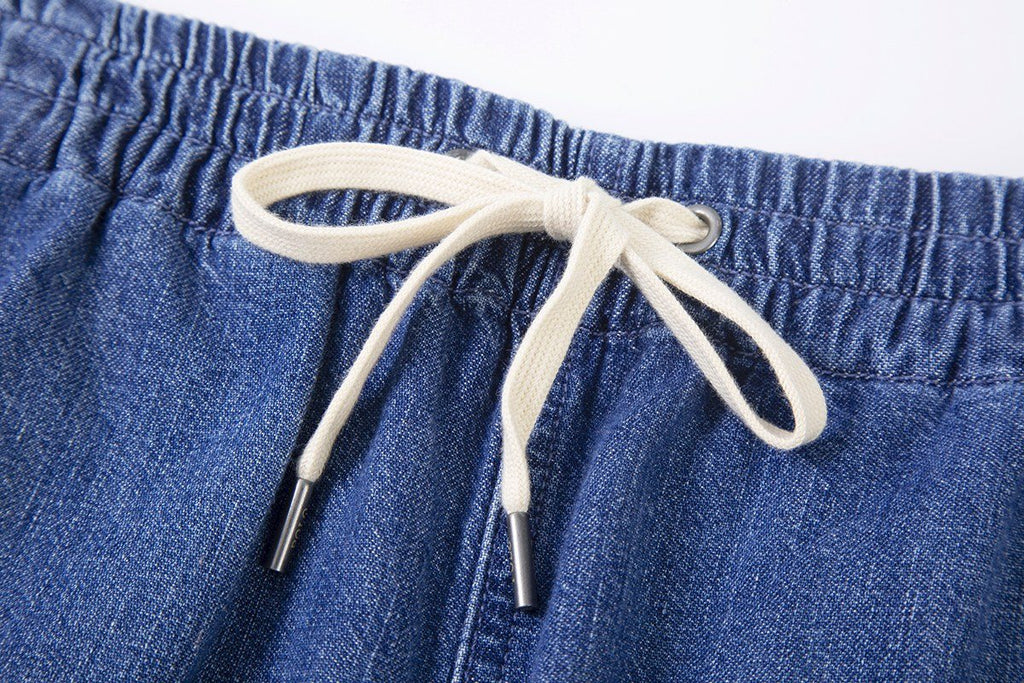 Test2-Ralph Lauren Washed Blue Drawstring Denim Shorts ¡ª detail