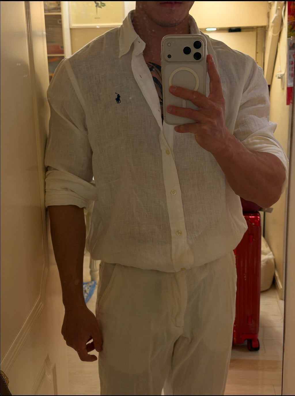 Test2-Ralph Lauren Ivory White Linen Long-Sleeve Shirt ¡ª model