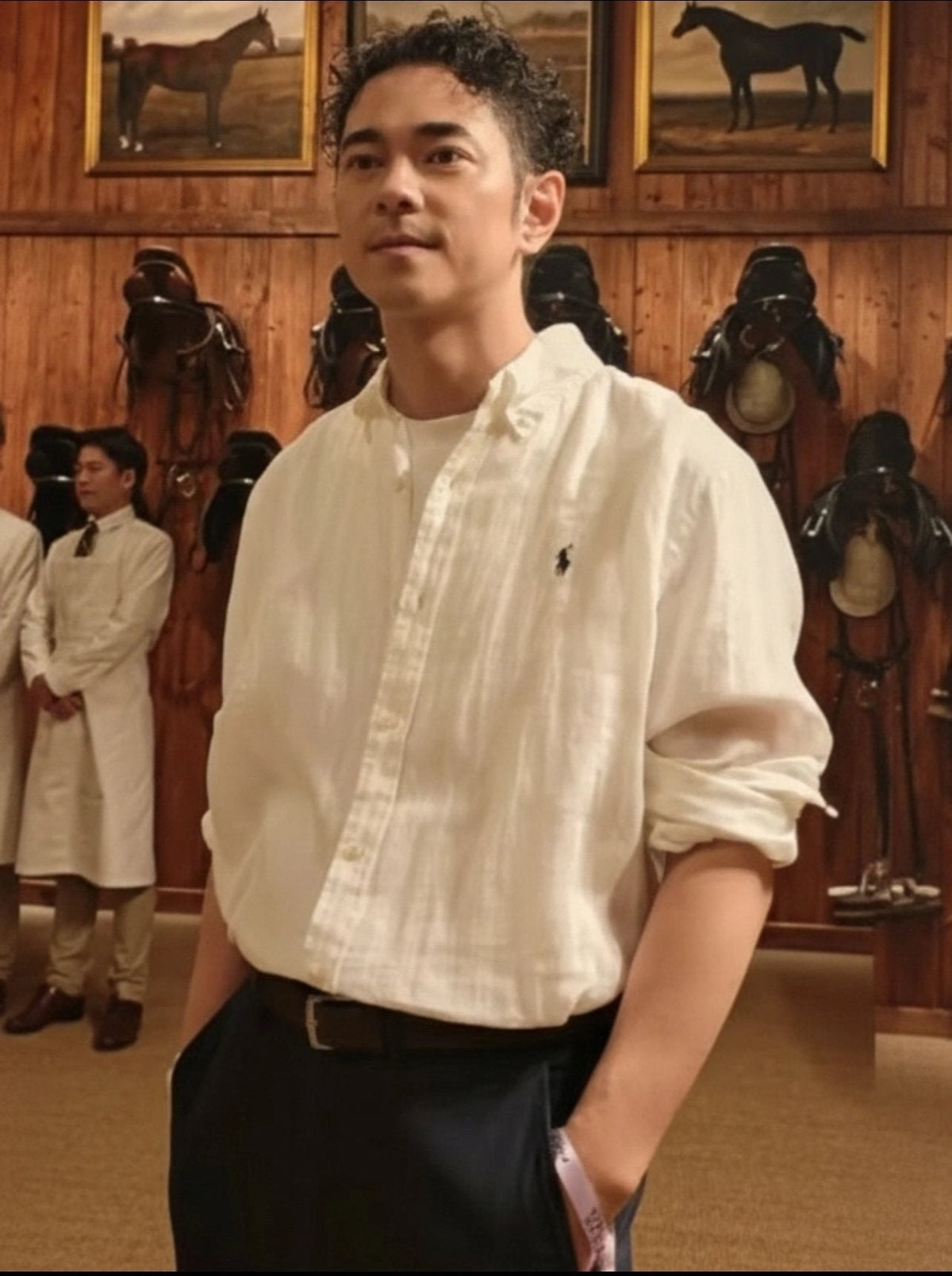 Test2-Ralph Lauren Ivory White Linen Long-Sleeve Shirt ¡ª model