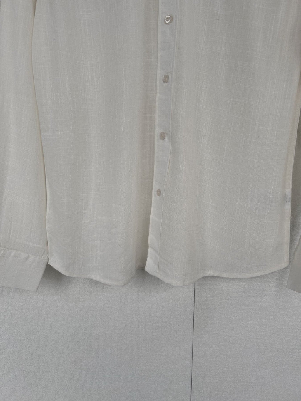 Test2-Ralph Lauren Ivory White Linen Long-Sleeve Shirt ¡ª detail