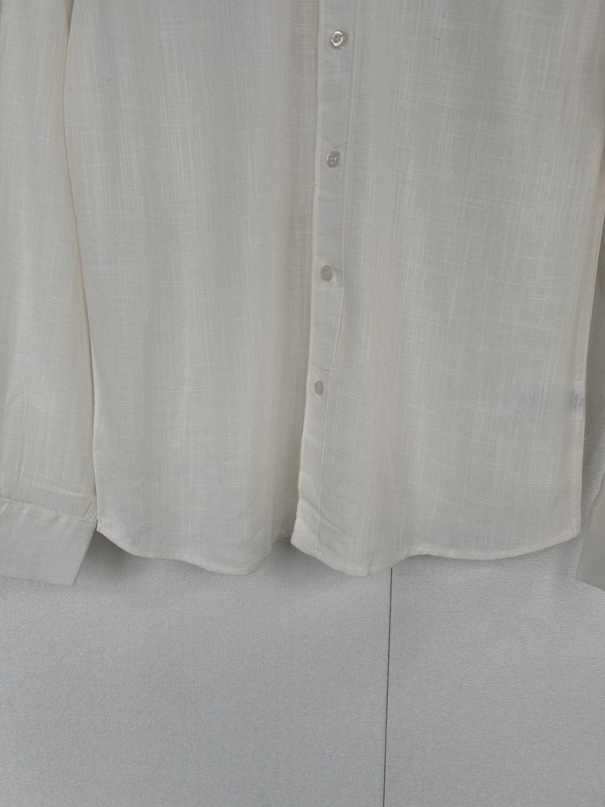 Test2-Ralph Lauren Ivory White Linen Long-Sleeve Shirt ¡ª detail