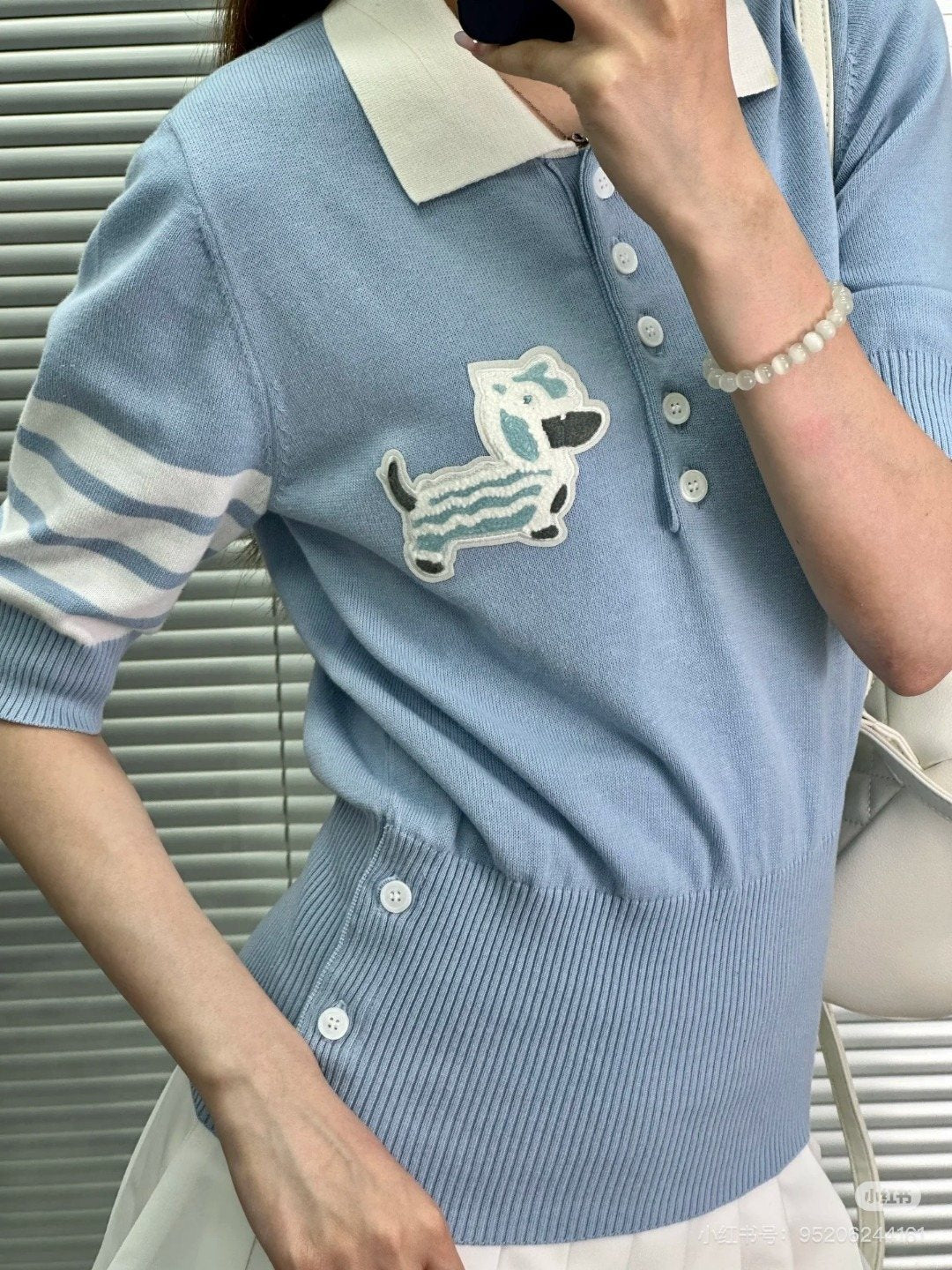 Test2-Thom Browne Dog Motif Knit Polo Shirt ¡ª model