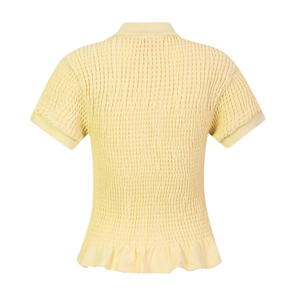 Test2-Ralph Lauren Ruffled-Hem Piqu¨¦ Polo Top ¡ª back