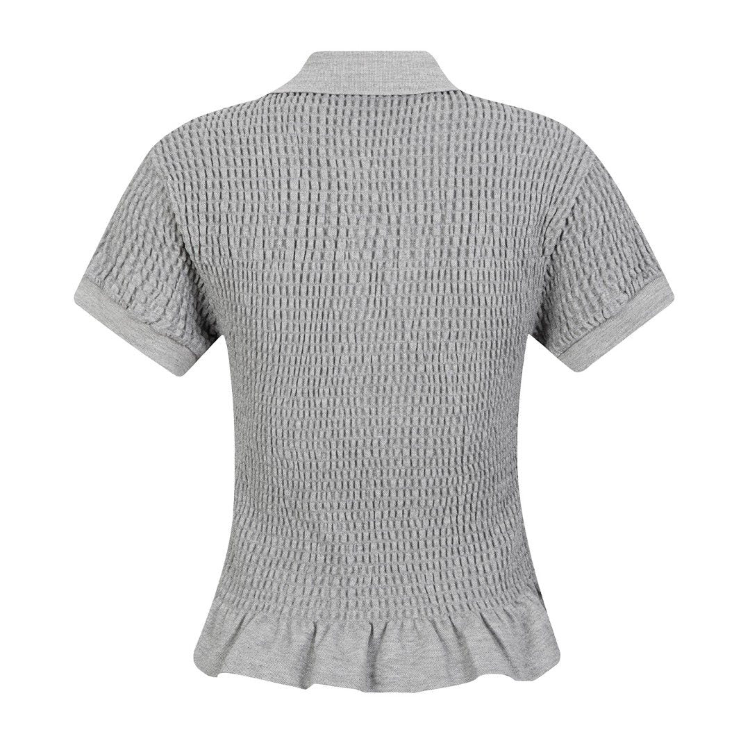 Test2-Ralph Lauren Ruffled-Hem Piqu¨¦ Polo Top ¡ª back