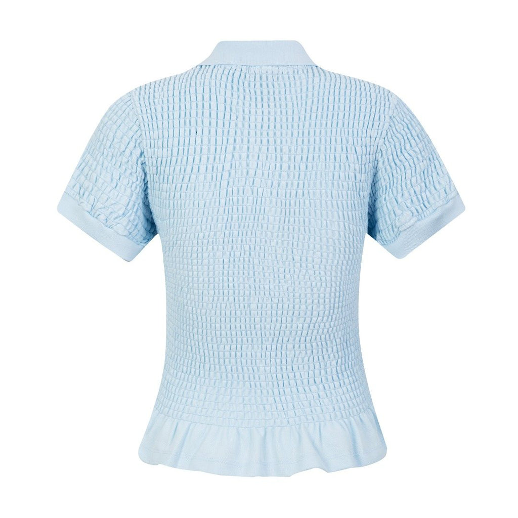 Test2-Ralph Lauren Ruffled-Hem Piqu¨¦ Polo Top ¡ª back