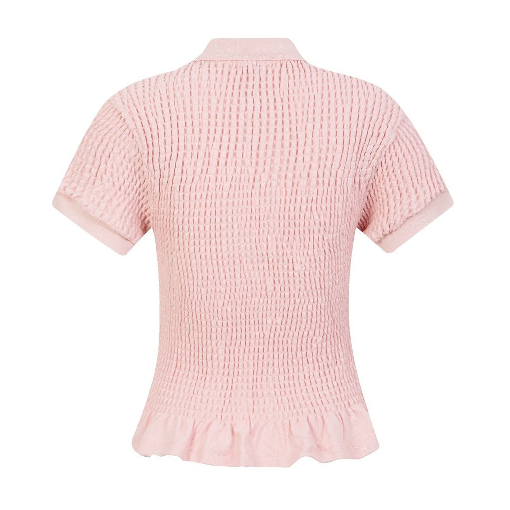 Test2-Ralph Lauren Ruffled-Hem Piqu¨¦ Polo Top ¡ª back