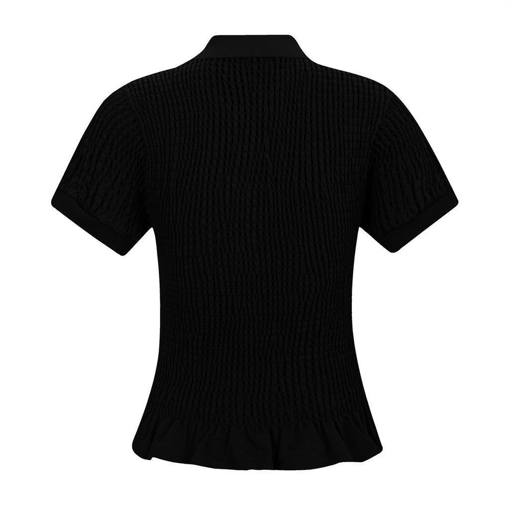 Test2-Ralph Lauren Ruffled-Hem Piqu¨¦ Polo Top ¡ª back