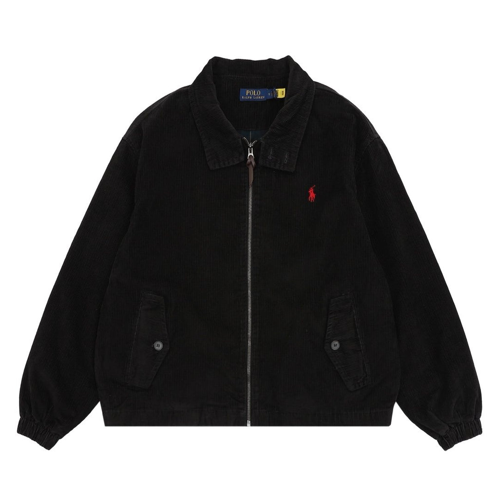Test2-Ralph Lauren Black Cotton Embroidered Emblem Zip-Front Jacket ¡ª front