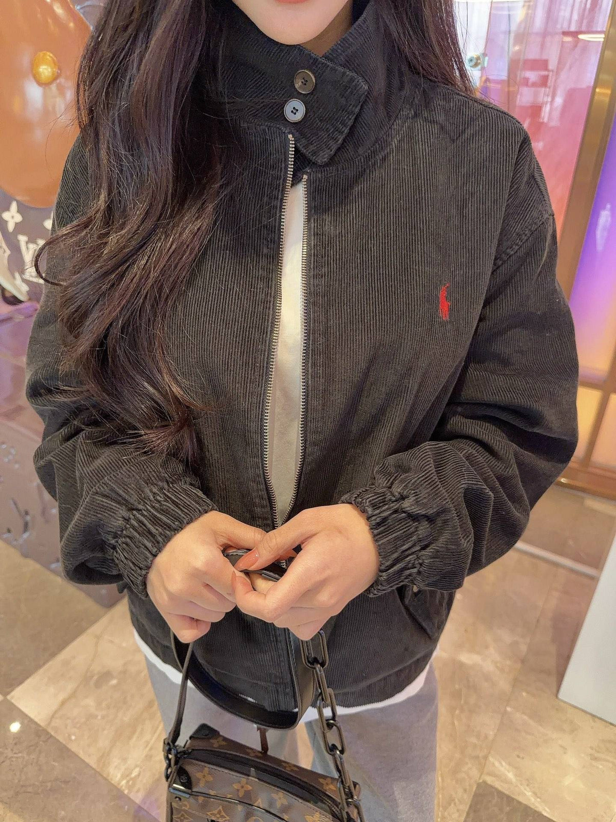 Test2-Ralph Lauren Black Cotton Embroidered Emblem Zip-Front Jacket ¡ª hero