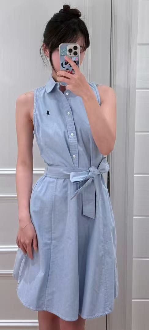 Test2-Ralph Lauren Sleeveless Cotton Oxford Shirt Dress with Tie Waist ¡ª hero