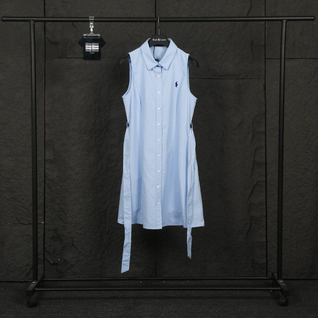 Test2-Ralph Lauren Sleeveless Cotton Oxford Shirt Dress with Tie Waist ¡ª front