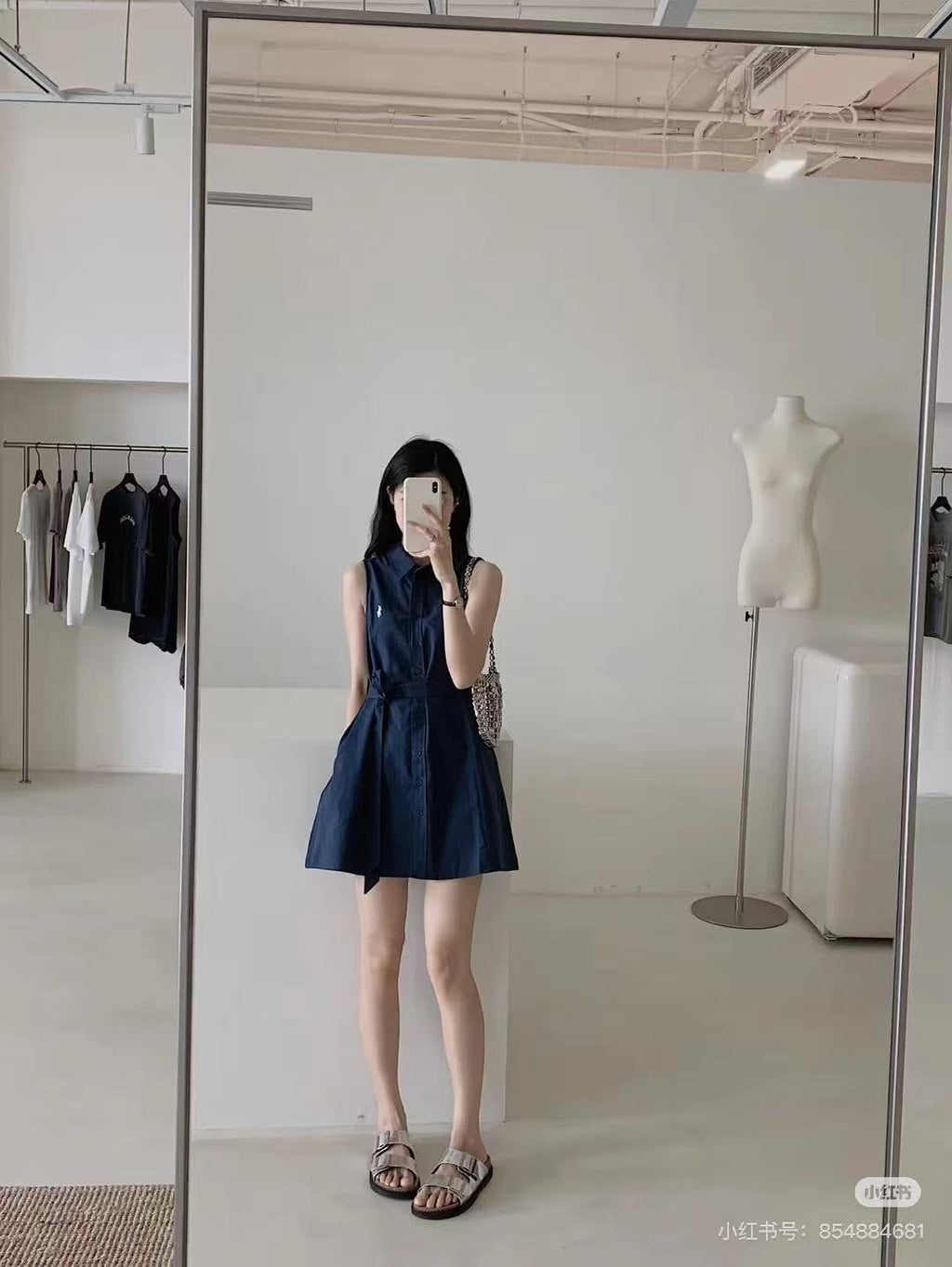 Test2-Ralph Lauren Belted Sleeveless Shirt Dress ¡ª model