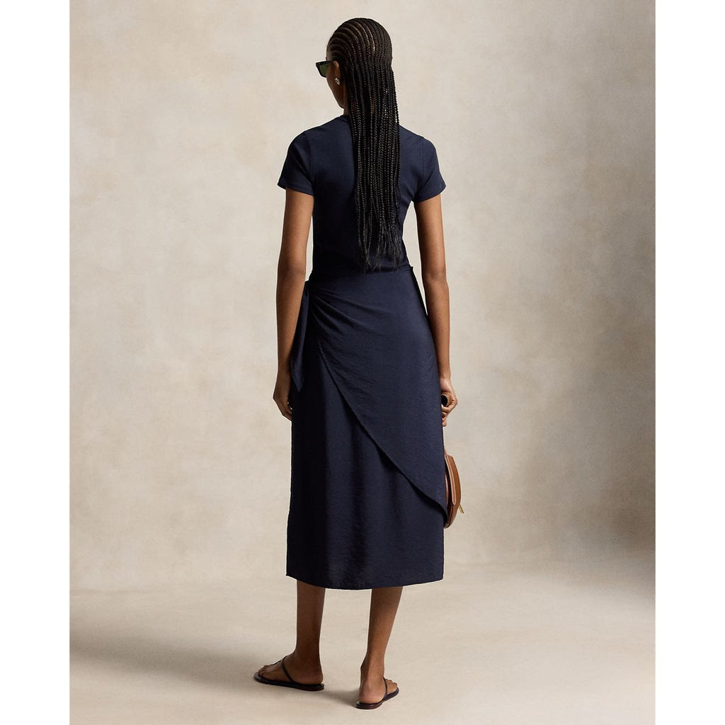 Test2-Ralph Lauren Short-Sleeve Faux-Wrap Tie Midi Dress ¡ª back